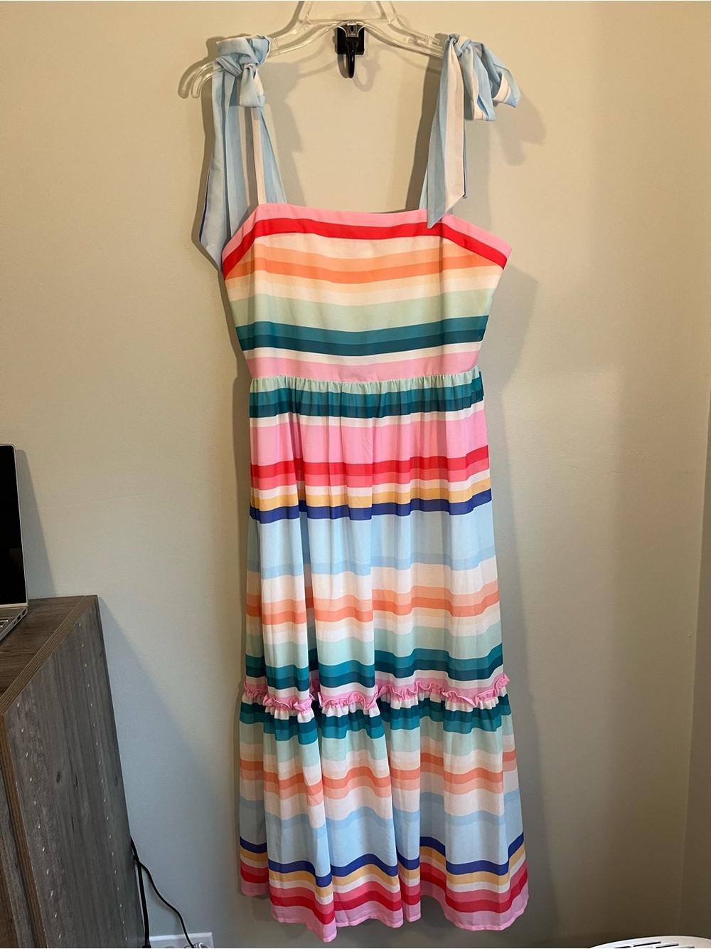 FLYING TOMATO Multi-Color Striped Tie-Shoulder Sundress
